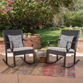thumbnail image 3 of Noble House Harmony Wicker Rocking Chair & Cushion (Set of 2) Black/White, 3 of 24