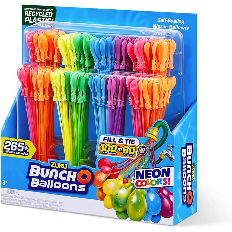  Bunch O Balloons Multi-Colored (10 Bunches) by ZURU, 350+  Rapid-Filling Self-Sealing Instant Water Balloons for Outdoor Family,  Children Summer Fun - Total (100 Balloons) Colors May Vary