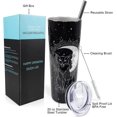 thumbnail image 2 of Vaso de gato, regalo gótico, taza negra con gato, regalo de bruja para mujer, vaso delgado de acero inoxidable de 593 ml con tapa y pajita, reutilizable para amantes de los gatos., 2 of 5