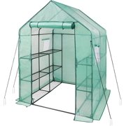 Walk-in Greenhouse Kit for Outdoors with Durable PE Cover and Observation Windows, 3-Tier 12-Shelves Portable Gardening Plant House, 4.7x4.8x6.4 FT