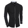 thumbnail image 2 of Camisa de blusa superior de manga larga ajustada informal con personalidad a la moda para hombre Pompotops  oipoqjl27314, 2 of 2