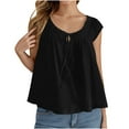 thumbnail image 3 of Htigea Clearance Women Summer Front Tank Tops Cap Sleeve Pleated Babydoll Tops Casual Loose Fit Going Out Flowy Shirt Clearance Sale Black,S, 3 of 6