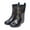 Black, variant on Women Mid Calf Rubber Rainboots Leopard Floral Printed Waterproof Garden Rain Boots