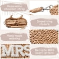 thumbnail image 4 of Bolso tejido a mano Straw Bride con diseño de letra rosa Mrs., 4 of 6