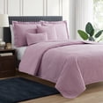 thumbnail image 2 of Clara Clark Home Quilt Set Bedspread - Ultra Soft Microfiber Embossed Grid Weave Pinsonic Lightweight - Quilted Comforter 5 Piece Bedding Set - 2 Pillow Shams, 2 Euro Shams - King, Lavneder Dream, 2 of 4
