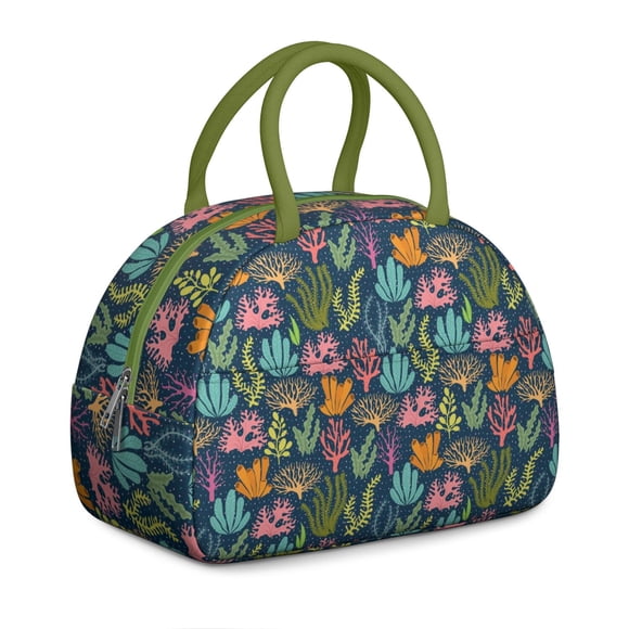 Nautical Jellyfish Lunch Box - Whimsical Sea Creatures Pattern, Leakproof Insulated Cooler for Coastal Adventures (Tropical Waves & Shells Design)