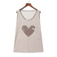 thumbnail image 5 of Gifts Usmixi Womens Tank Tops Casual Fashion Loose Fit Comfy Going out Vest Shirts Summer Trendy Heart Print Scoop Neck Sleeveless Shirts Blouse Khaki s, 5 of 7