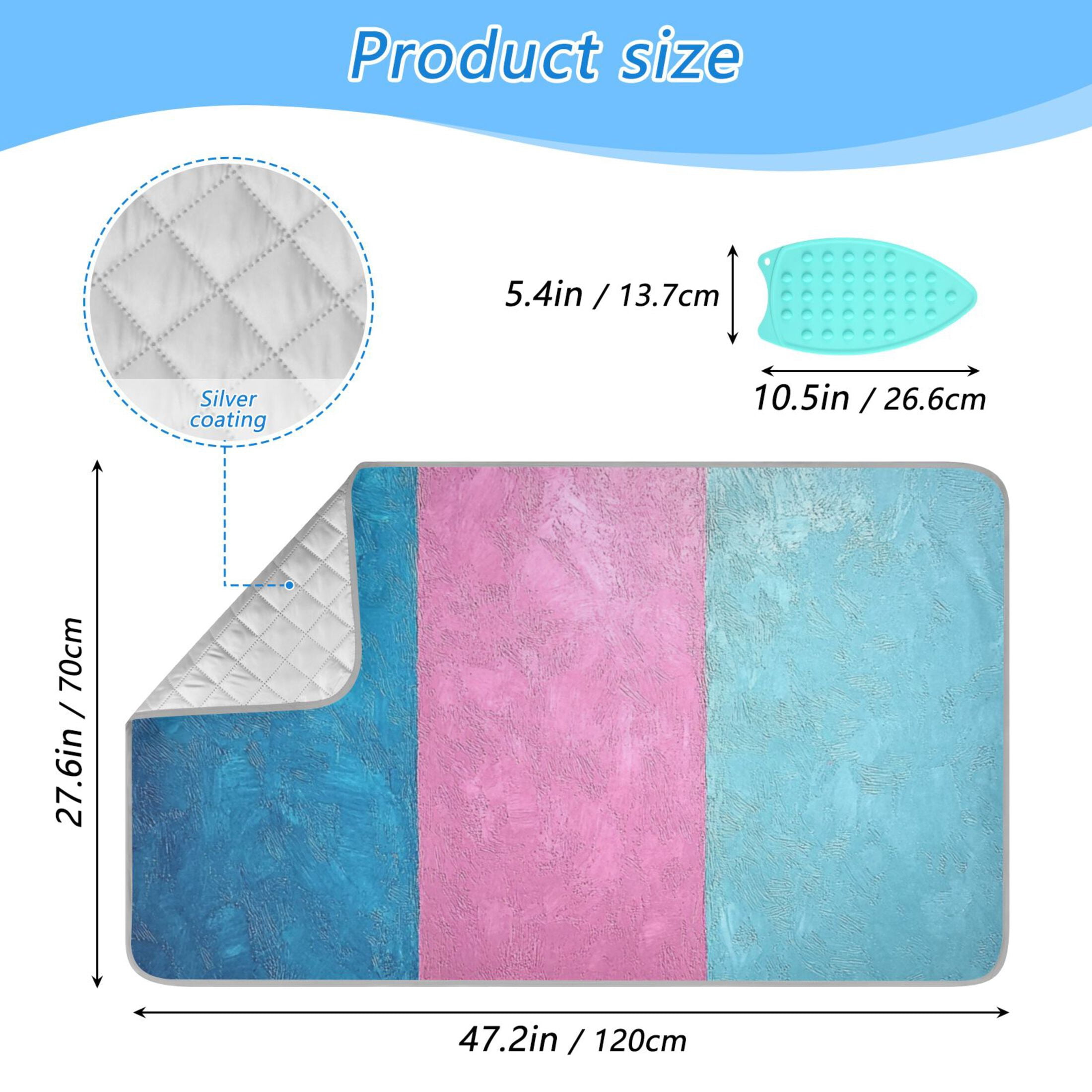 Pink Blue Stripe Ironing Mat Blanket for Table Top Travel Portable Ironing Board Pad 47.2x27.6 Inch