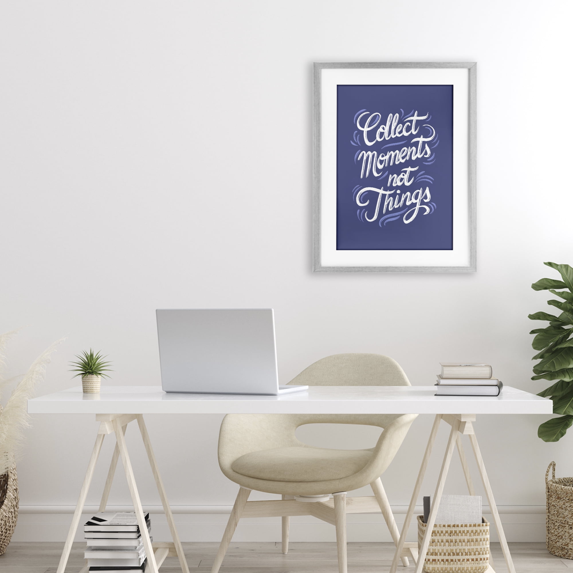 Stupell Industries Collect Moments Not Things Gray Framed Print Under Glass, design by Martina Pavlova