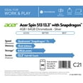 thumbnail image 3 of Acer Spin 513 Chromebook, 13.3" FHD IPS Multi-Touch Corning Gorilla Glass Display, Qualcomm Snapdragon 7c Compute Platform, 4GB RAM, 64GB eMMC, CP513-1H-S60F, 3 of 19