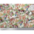 thumbnail image 3 of Soimoi Rayon Fabric Birds,Leaves & Lily Floral Fabric Prints by Yard 42 Inch Wide, 3 of 3