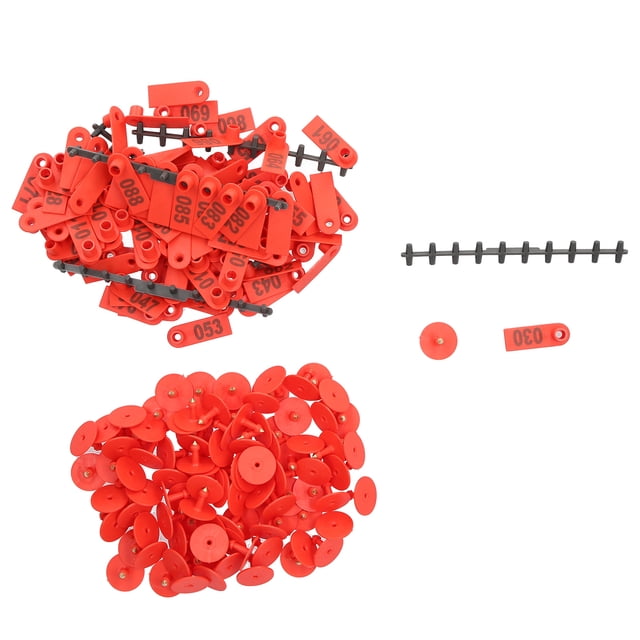 Numbered Ear Tag, Ear Tag Label, Rust-proof Livestock Accessory Cold-resistant For Sheep Breeding Stocks Red