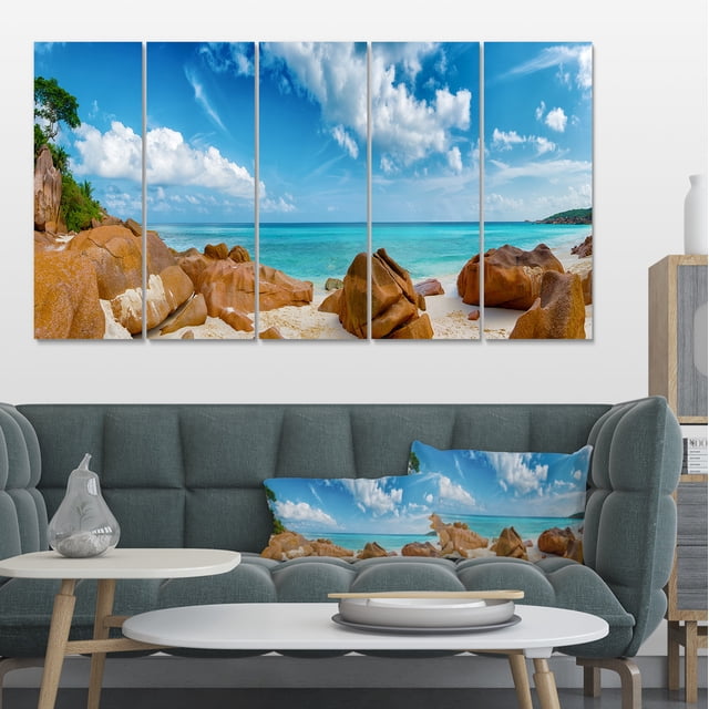 Rocky Seychelles Island Panorama - Oversized Beach Canvas Artwork