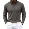 thumbnail image 2 of Mfakffe Men's Polo Shirts Classic Long Sleeve Golf T Shirt Fall Winter Big and Tall Lapel Collar Tops Work Cotton Tees (Gray, 3XL), 2 of 5
