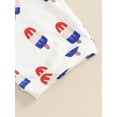 thumbnail image 7 of Suealasg Toddler Boys Girls 4th of July Outfits Sleeveless Cream Stripe Stars Letter Print Overall Shorts 6M 1T 2T 3T Baby Summer Independence Day Clothes, 7 of 7