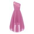thumbnail image 4 of Eandarui Kids Girls Shiny Sequins One Shoulder Party Gown Sleeveless Ruched Wedding Flower Girl Pink 8, 4 of 6