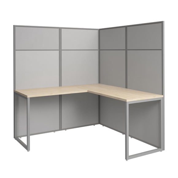 Bureau en L Easy Office en Orme Naturel - Bois d'Ingénierie