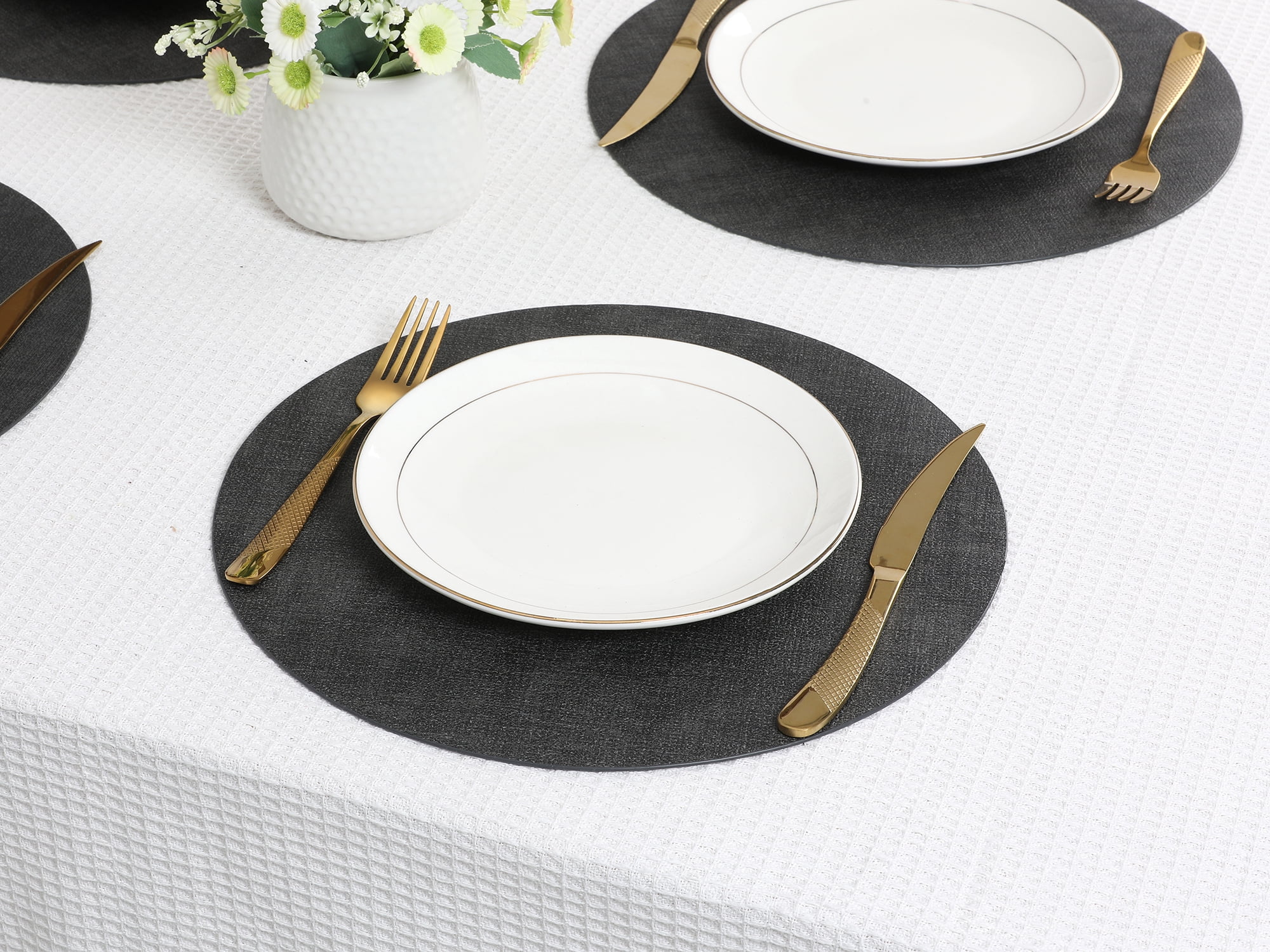 Unique Bargains Kitchen Placemats Washable Table Mat Wipeable Placemats Black 13x13in