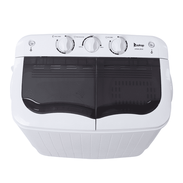 Compact Semi-automatic Washing Machine, Gray Cover Twin Tub with Built-in Drain Pump XPB35-188S 14.3(7.7 6.6)lbs