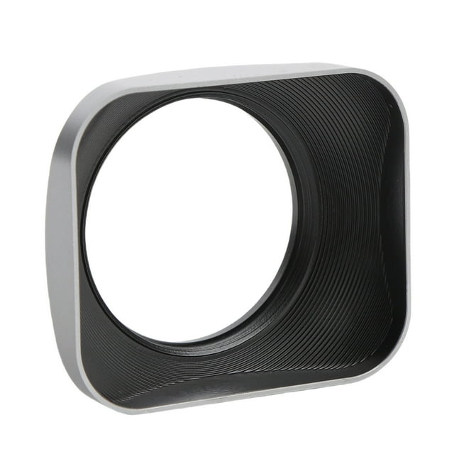 Camera Lens Hood, Square Metal Anti Glare Hood w Flash Compatibility, Aluminum Alloy Scratch Protection Precise Fit