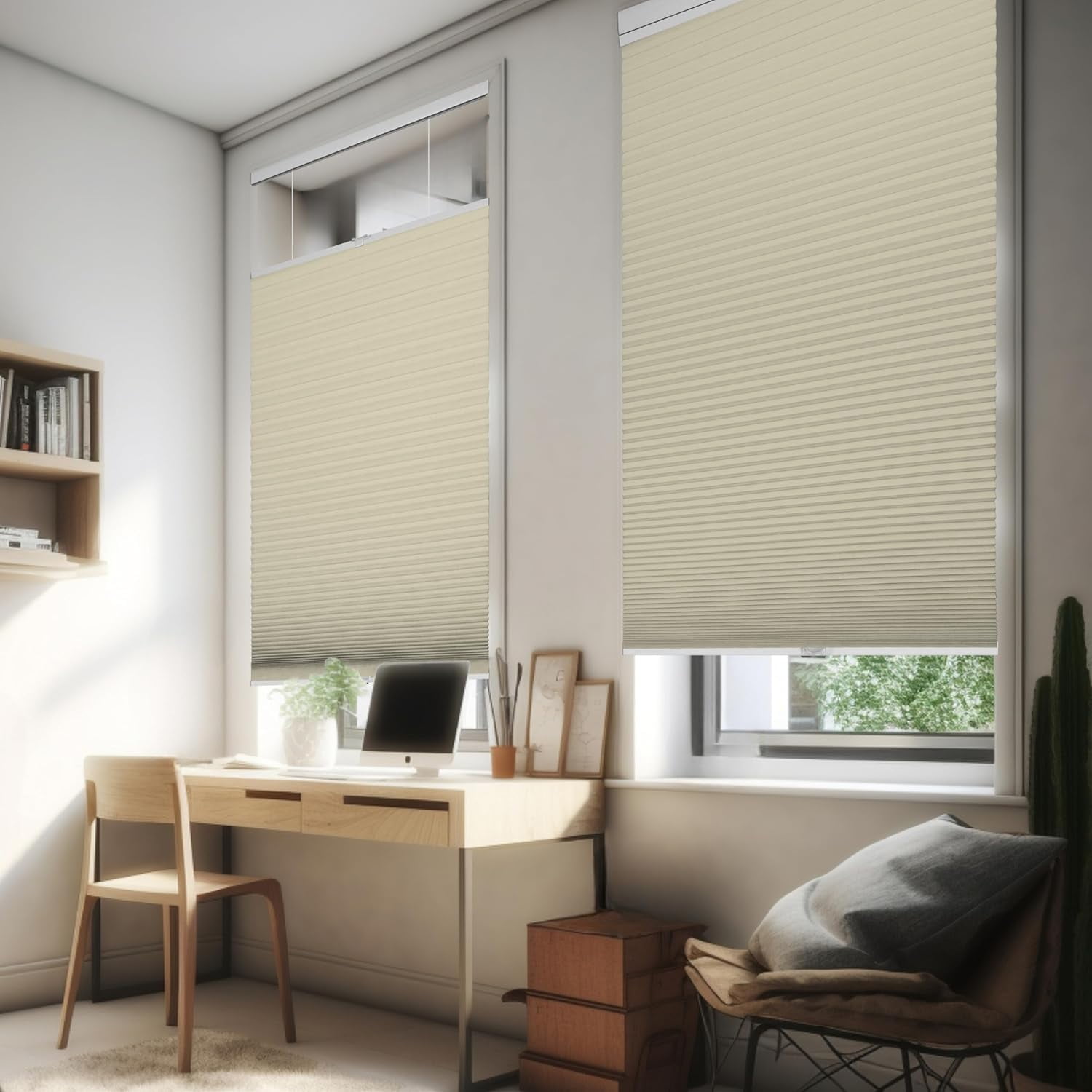 Chicology Beige Blackout Cordless Top Down Bottom Up Cellular Shades 36 in. W x 48 in. L
