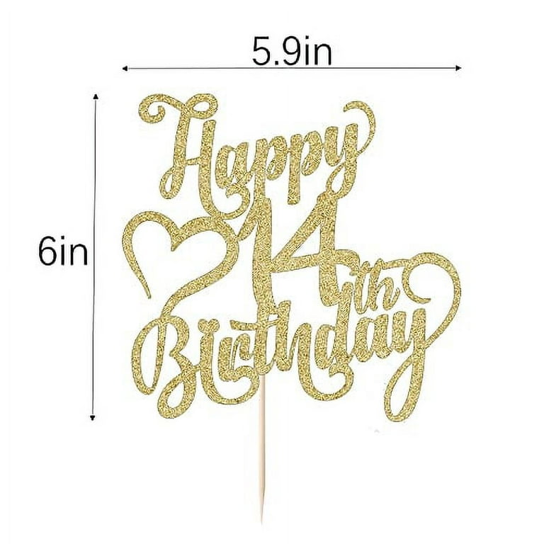 World of Confectioners - Gold cake topper Happy Birthday 14 cm