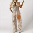 thumbnail image 4 of Onepieces Jumpsuit Clearance, Women's and Women's Plus Floral Jumpsuit with Pocket, Sleeveless Jumpsuit Fit Size M,Beige, 4 of 6