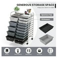 thumbnail image 6 of 15-Drawer Rolling Storage Cart, Mobile Utility Cart with Wheels - Home Office Organizer, Scrapbook, School Supplies (Grey & Black), 6 of 8