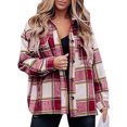 thumbnail image 1 of Chaqueta a cuadros de mujer de manga larga cálida que mantiene cómoda suave transpirable chaqueta femenina de moda, 1 of 5