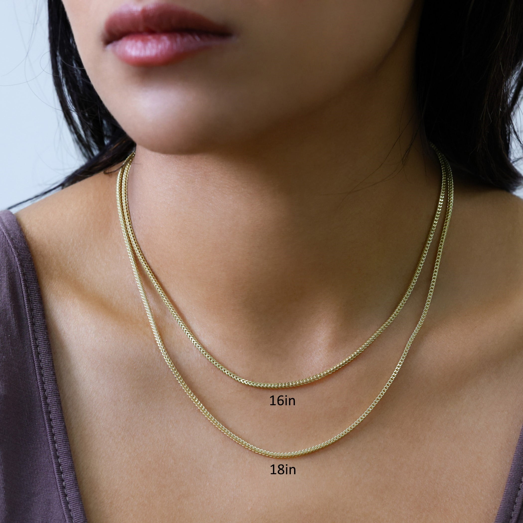 Nuragold 10K イエローゴールド 2mm ラウンドボックスチェーン ベネチアンリンクペンダントネックレス メンズ レディース ジュエリー 16インチ 18インチ 20イン