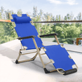 thumbnail image 4 of Magshion Zero Gravity Chair with Foot Pads, Folding Reclining Lounge Chair with Removable & Adjustable Pillow, Patio Lawn Recliner for Outdoor Pool Camping Yard, Blue, 4 of 12