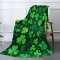 thumbnail image 2 of JOOCAR Green Clover Pattern Flannel Throw Blanket For Gift Home Sofa Bed Decoration 50x40 inch, 2 of 5