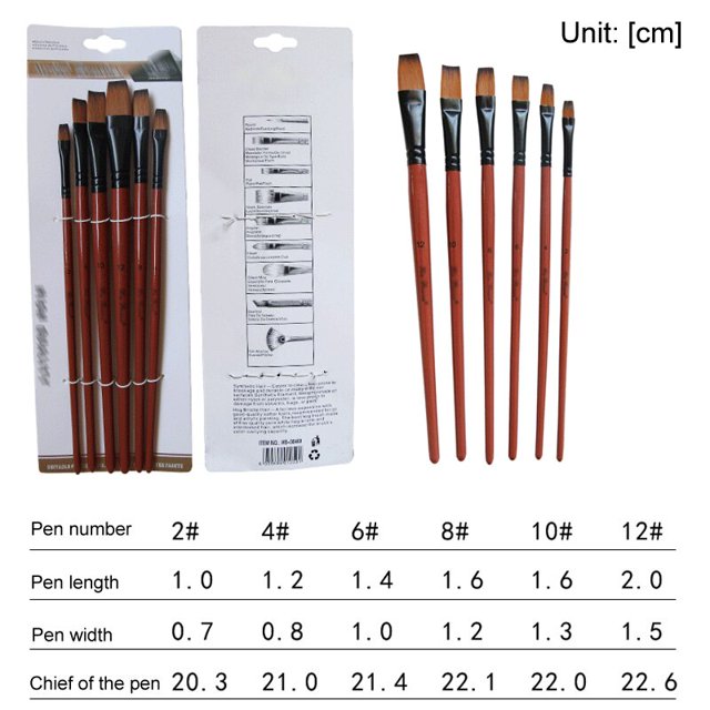 Juego de 5 uds./6 uds. De pinceles de pintura de artista, pelo de nailon de alta calidad, mango de madera negra, pincel para óleo acrílico para acuarela, suministros de arte para pintura Tan Jianjun unisex