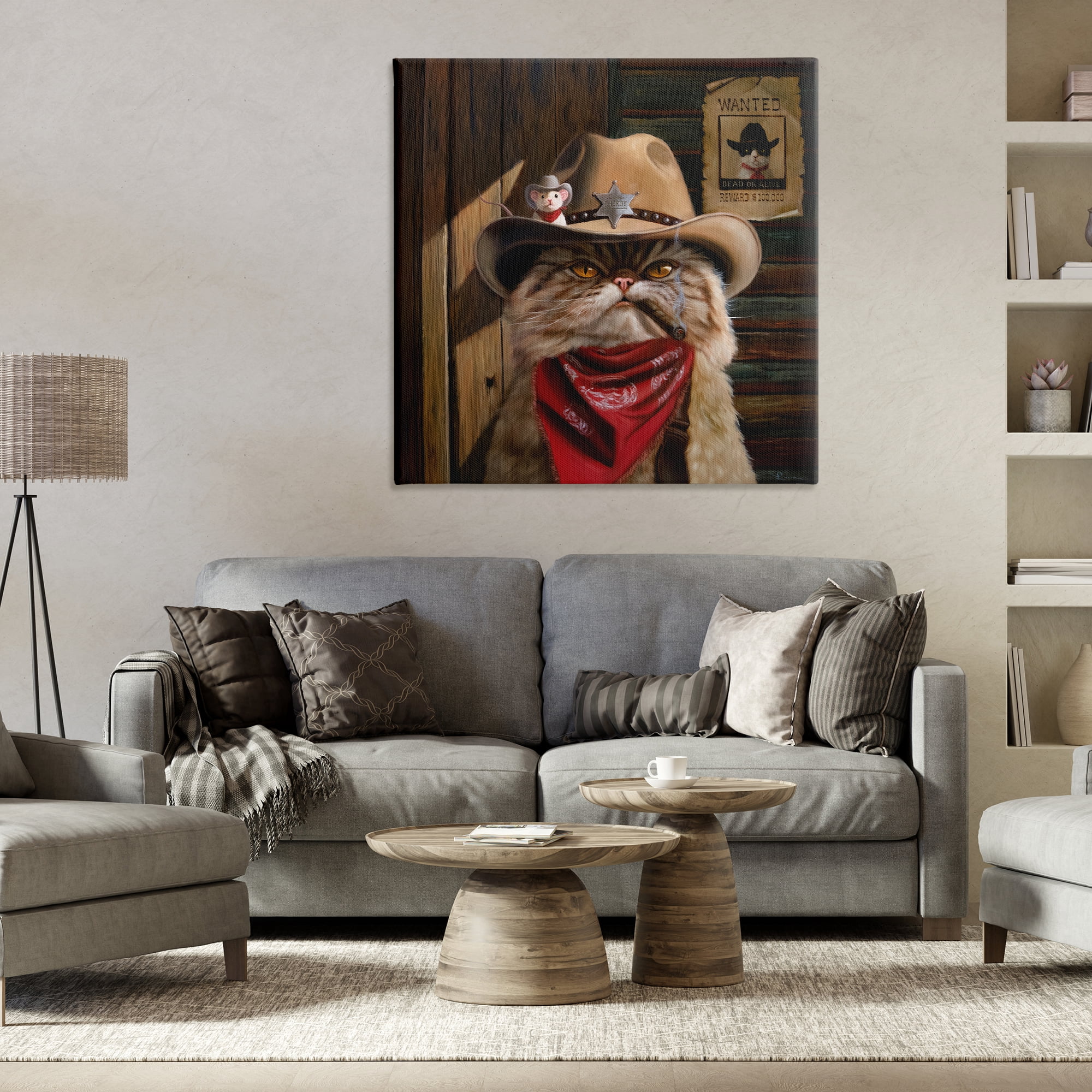 Deputy Purrkins Cat Sheriff Canvas Wall Art, design by Lucia Heffernan