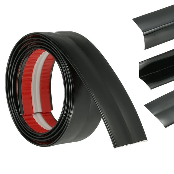 3-in-1 Peel and Stick Trim, 1.2in x 3.2 ft Multifunctional Wall Molding Trim, Flexible Edge Guard Molding Self-Adhesive Caulk Strip for Floor, Table, Door Frame, Shiny Black