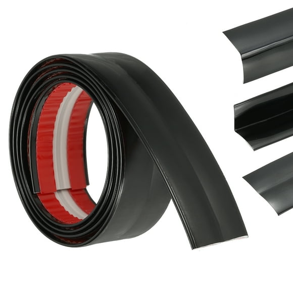 3-in-1 Peel and Stick Trim, 1.2in x 3.2 ft Multifunctional Wall Molding Trim, Flexible Edge Guard Molding Self-Adhesive Caulk Strip for Floor, Table, Door Frame, Shiny Black