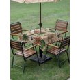 thumbnail image 3 of Outdoor Tablecloth with Umbrella Hole and Zipper, Beige Woode Christmas Square Table Cloth 60x60 Inch Waterproof Tablecloth, Xmas Tree Gingerbread Snowman Winter Picnic Table Cover for Patio Camping, 3 of 7
