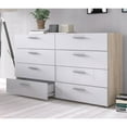 Austin 8 Drawer Double Dresser, Oak Structure/White High Gloss