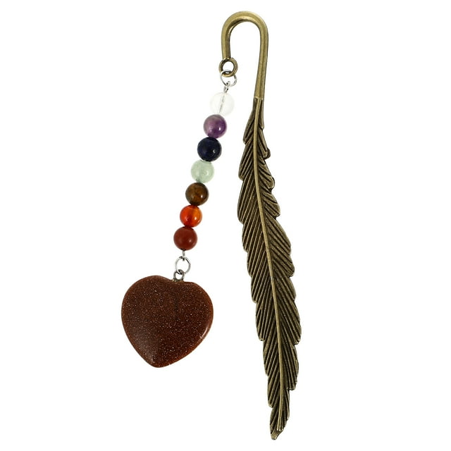 Weiweiguan Natural Stone Bookmark Decorative Metal Page-marker Plume Shape Book Marker