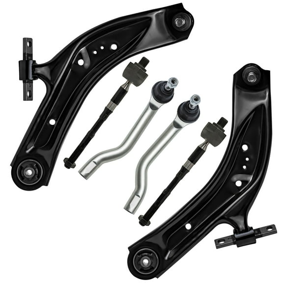Detroit Axle - 6pc Front Control Arms Tie Rods for 2014-2019 Nissan Rogue Sport Qashqai, 2 Lower Control Arms with Ball Joint 4 Inner Outer Tie Rods 2015 2016 2017 2018 Replacement