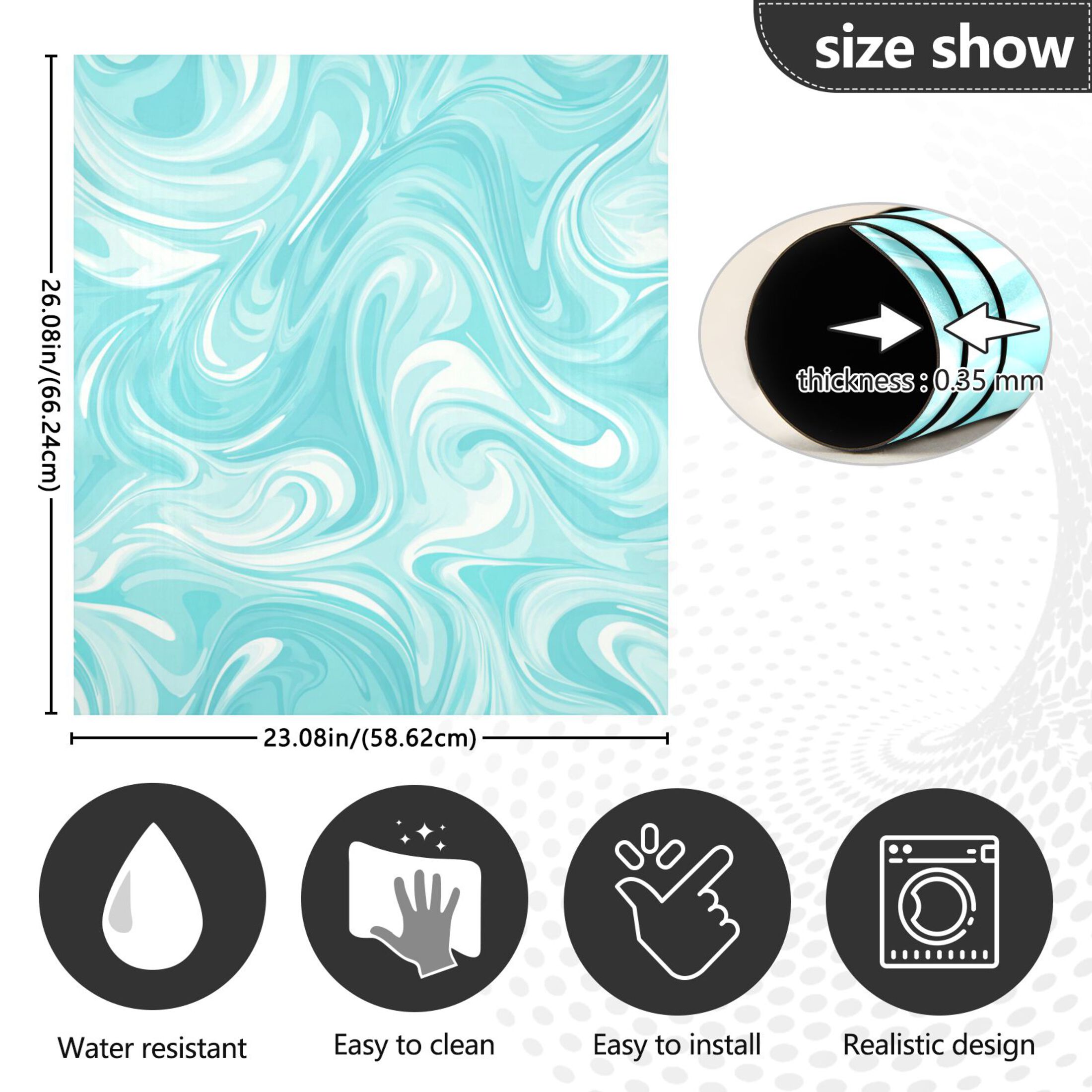Dishwasher Magnetic Refrigerator Magnet Cover Sticker Home Decorative 23"x26" Light Blue Smooth Lines