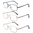 thumbnail image 2 of 3 Pairs Newbee Fashion Rectangular Classic Metal Frame Reading Glasses for Men for Women, Spring Hinge , 3 Pouches Included Match Frame Color, Comfort Design Reading Glasses +1.75, 2 of 3