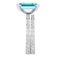 thumbnail image 3 of Dazzlingrock Collection 10x7mm Emerald Cut Blue Topaz & 1.19 Ctw Round White Diamond Eternity Wedding Ring Set for Women in 925 Sterling Silver, Size 5, 3 of 5