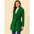 thumbnail image 2 of INSPIRE CHIC Manteau Trench Long pour Femme, Mignon, Col Rabattu, Boutonnage Simple, Ceinturé, Vert Pois, P, 2 of 6