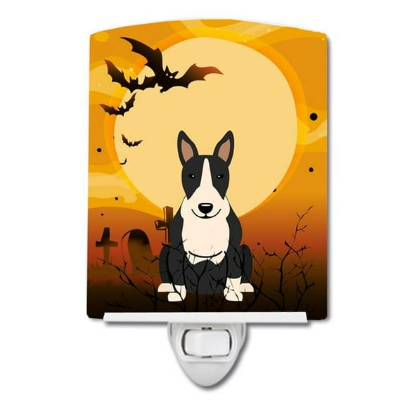 Caroline's Treasures BB4399CNL Halloween Bull Terrier Black White Ceramic Night Light, 6x4x3", multicolor