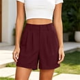 thumbnail image 7 of Cutuoiiu Plus Size Shorts for Women Solid Color Front Pleated Wide Leg Shorts Button Zip Fly Cuffed Hem Dressy Casual Shorts with Side Pockets for Summer Daily Office Wear, 7 of 7