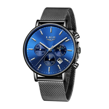 LIGE 9894 Fashion Men Watch Top Brand Luxury Quartz Watch Men Casual Slim Dress Waterproof Sport Wristwatch Relogio