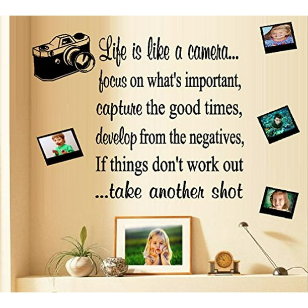 Decal LIFE IS LIKE A CAMERA.. WALL DECAL, WORDING, CAMERA AND QTY4