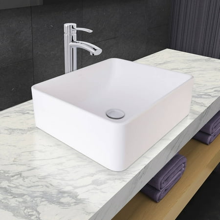 Vigo Caladesi Matte Stone Vessel Sink and Milo Faucet Set in Chrome Finish
