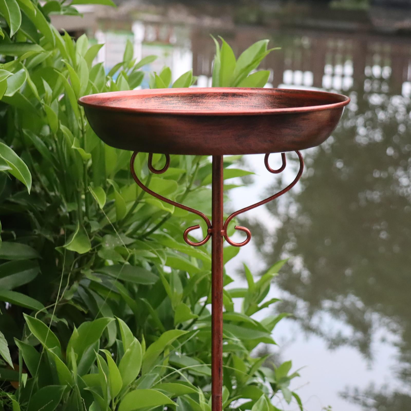 CarpNettore Bird Bath Bowl Gift Decorative Tray Heavy Duty Metal for Porch Backyard Lawn